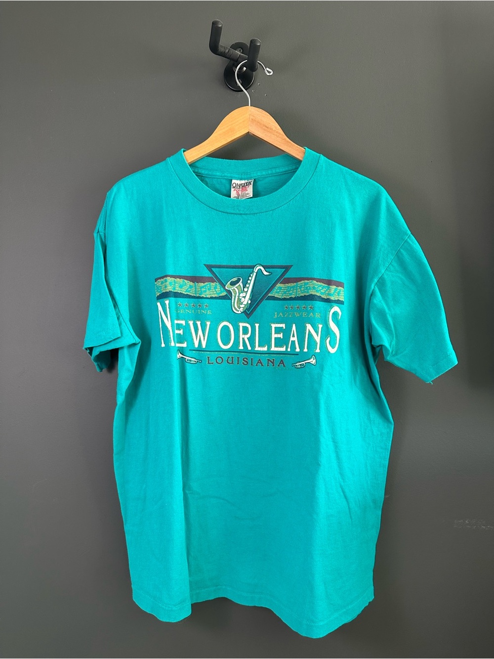 New Orleans Louisiana Teal Graphic Crewneck Tee